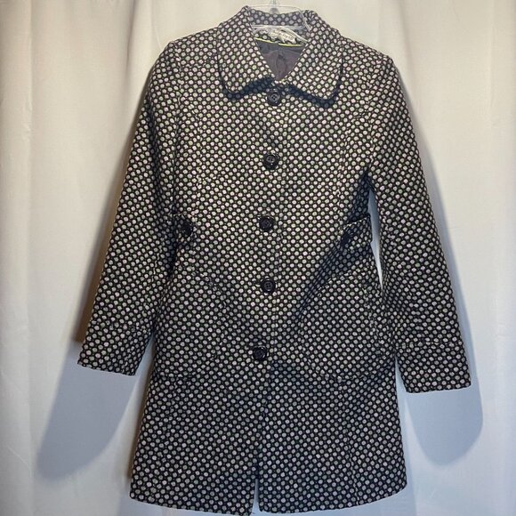 Vintage 2000's American Rag Black Polka Dot Wool Blend Button-Up Coat Womens S - Picture 1 of 7